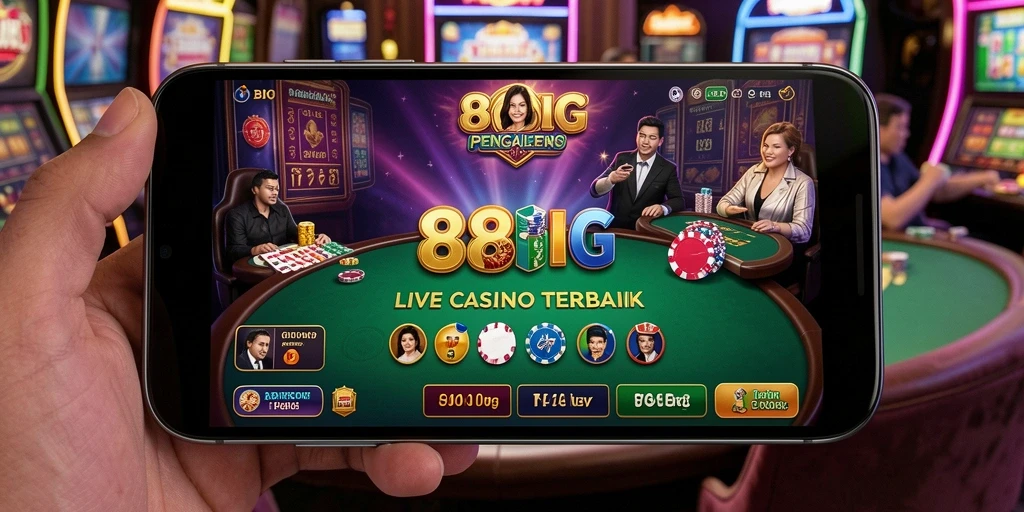 Screenshot utama 88BIG menampilkan dealer live dan permainan kasino.