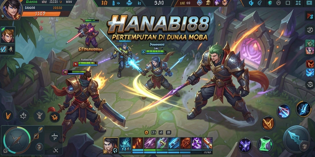 Tampilan gameplay intens di dalam pertempuran MOBA.