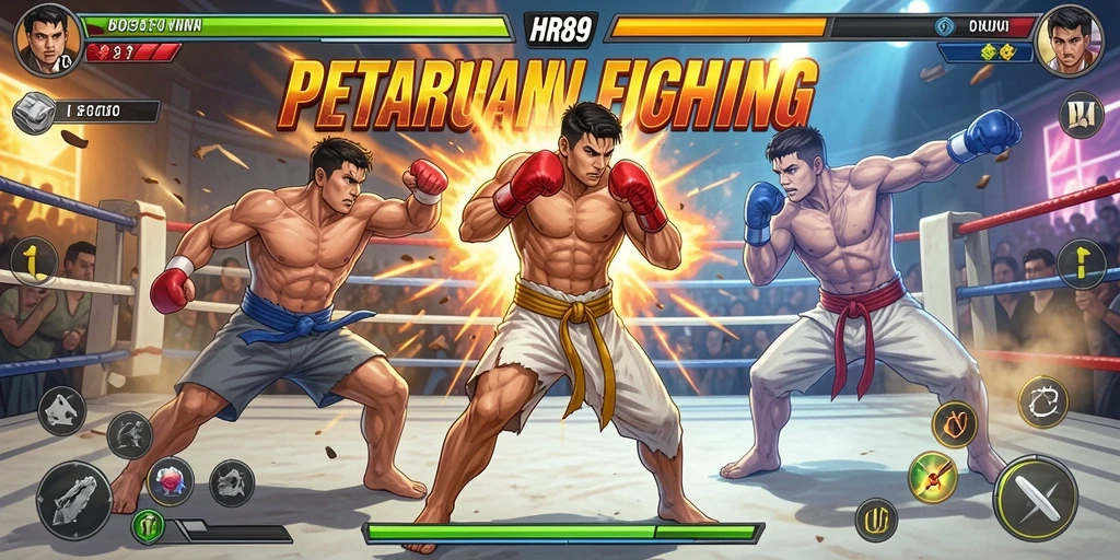 Screenshot gameplay HR89 menampilkan pertarungan seru dan karakter yang kuat.