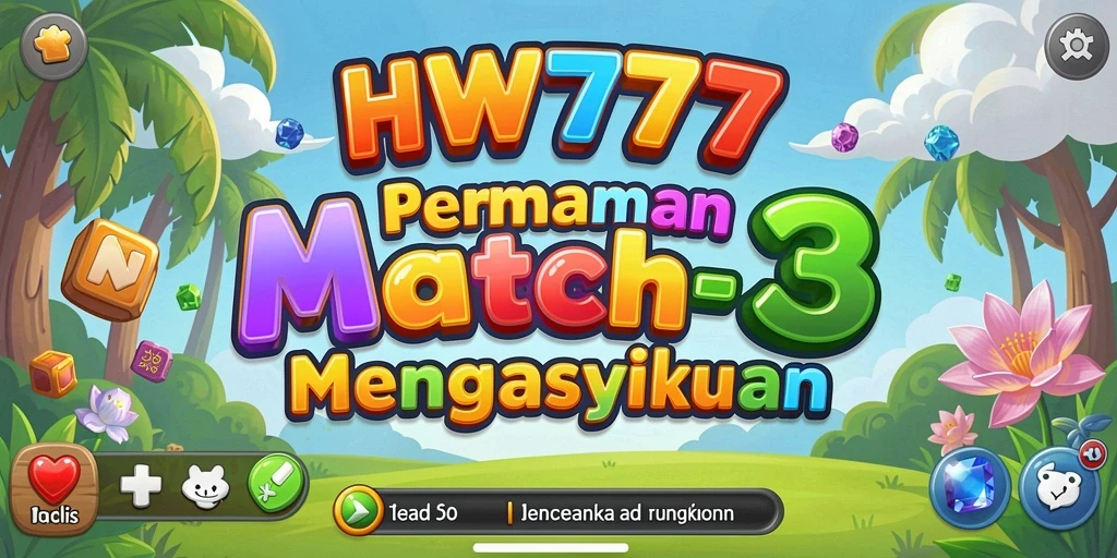 Gameplay seru HW777 menampilkan kombinasi objek berwarna-warni.