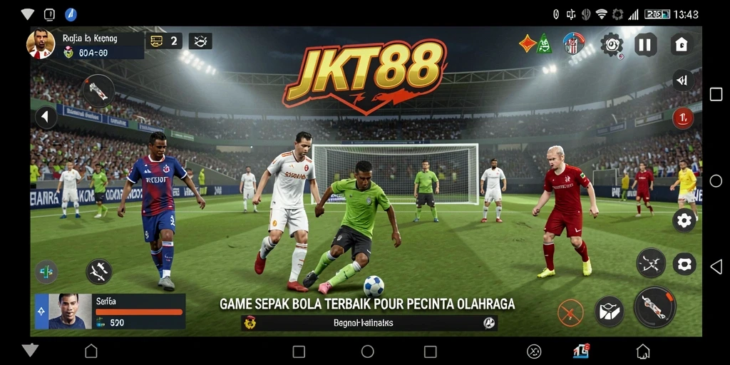 Tampilan gameplay JKT88 yang menggembirakan dengan aksi sepak bola seru.