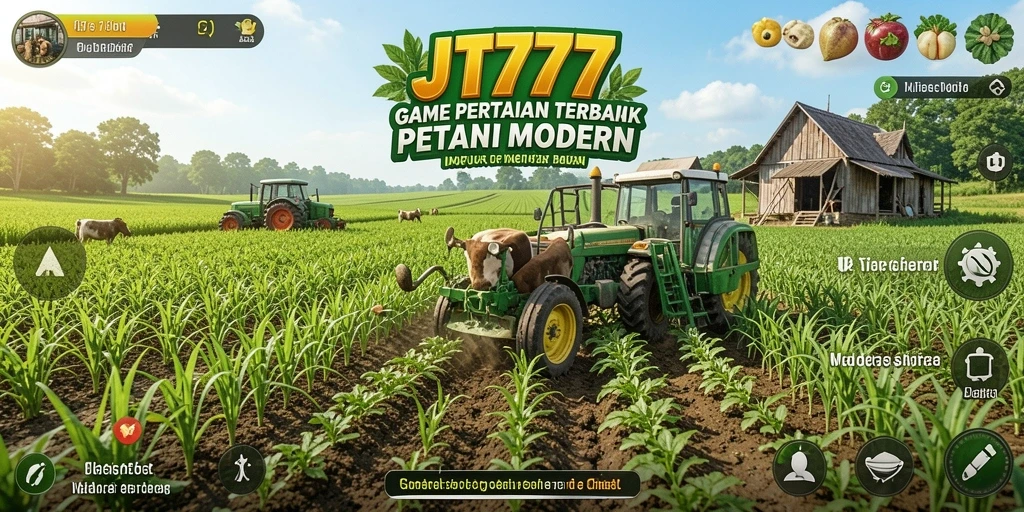 Tampilan gameplay <strong>JT777</strong> menampilkan suasana pertanian yang cerah dan penuh warna.