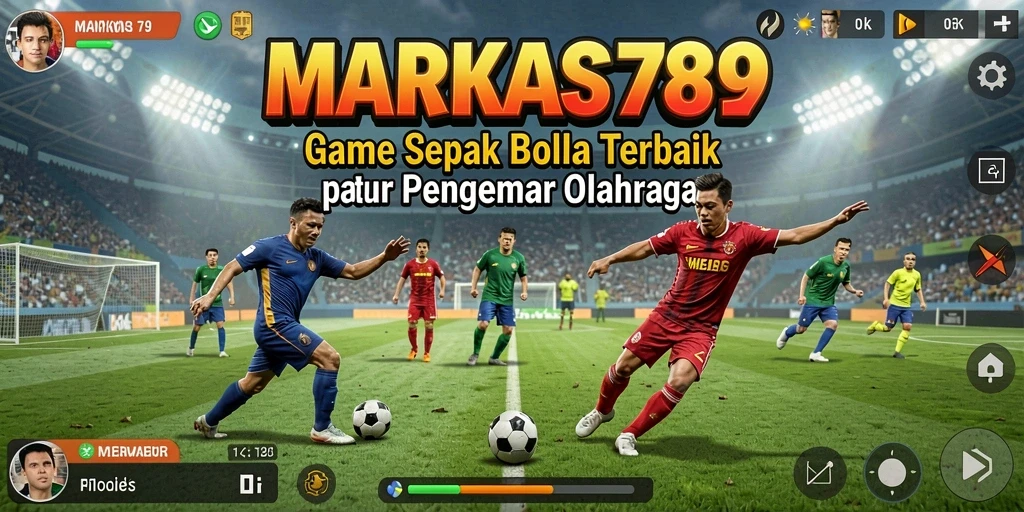 Screenshot game MARKAS789 menampilkan aksi mendebarkan di lapangan sepak bola.