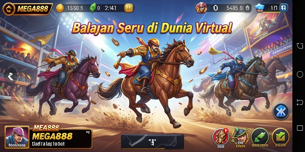 Tampilan menakjubkan dari gameplay balapan MEGA888 di lintasan varied.