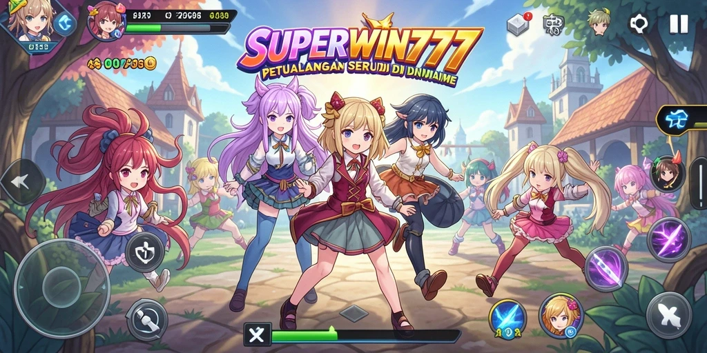 Tangkapan layar gameplay SUPERWIN777 menunjukkan aksi seru dan karakter Anime menarik.